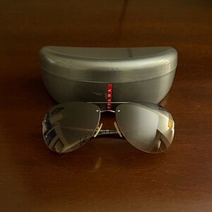 Prada Men's Gray Aviator Sunglasses